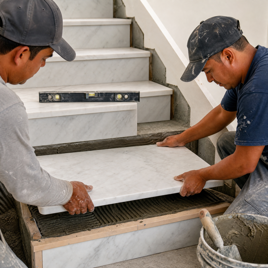 marble staircase installation
